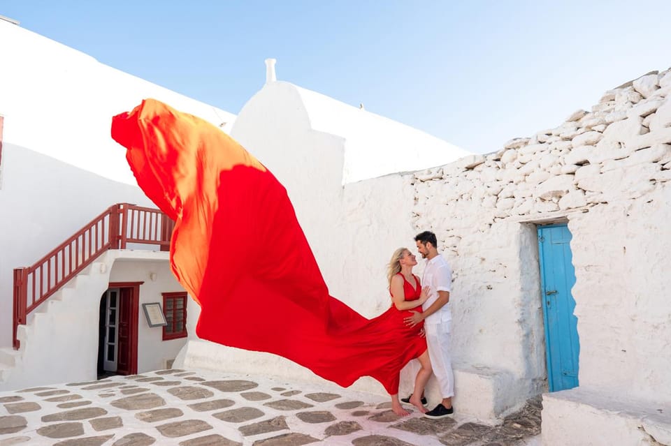Flying Dress Photoshooting Mykonos - Wheelchair accessible: planning with comfort in mind