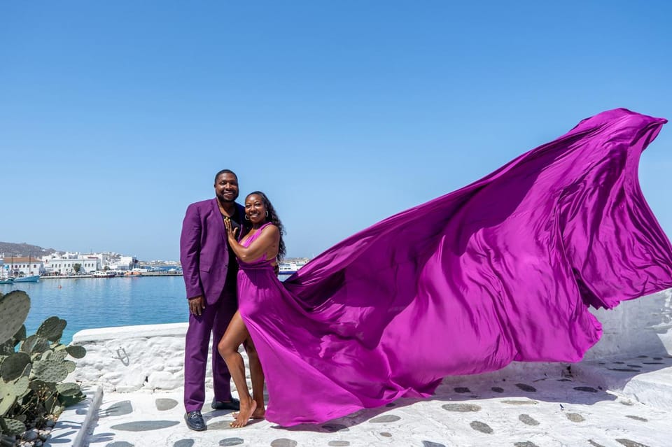 Flying Dress Photoshooting Mykonos - Dress color choice: matching the mood of your Mykonos photos
