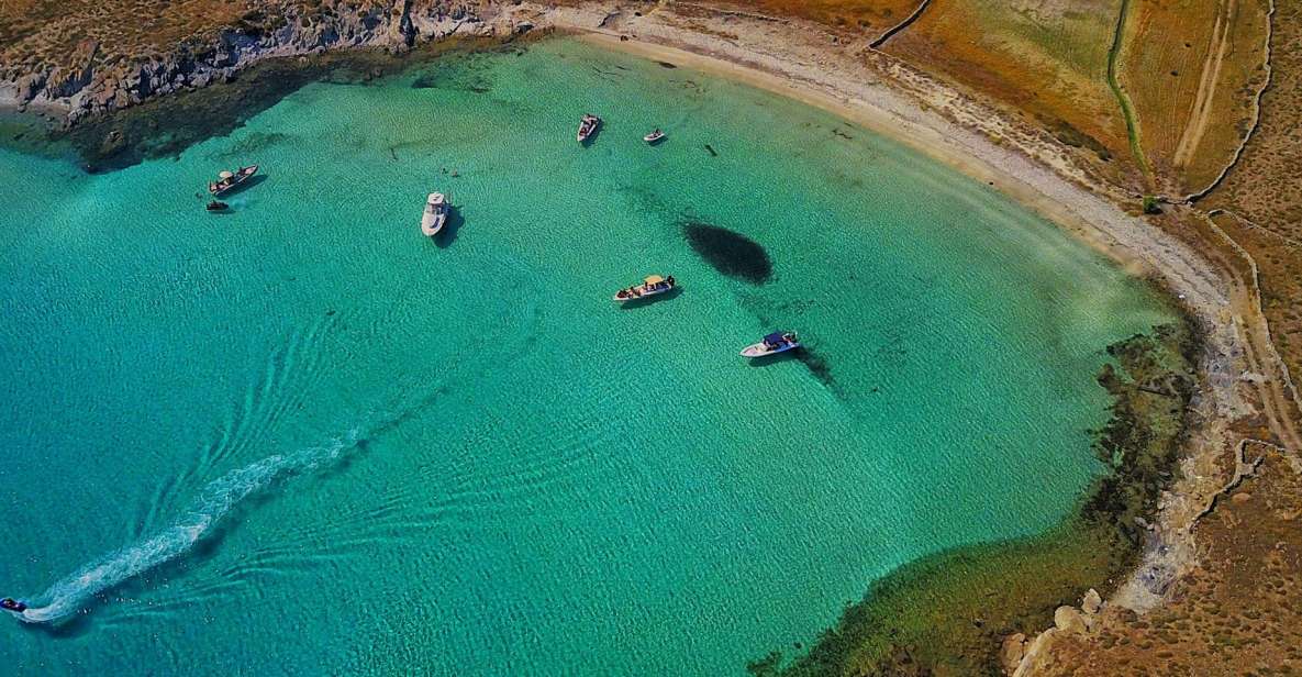 From Ornos: Private Cruise Mykonos to Delos & Rhenia Island - Rhenia and Skinos (Blue Laguna): why the beach time is the real point