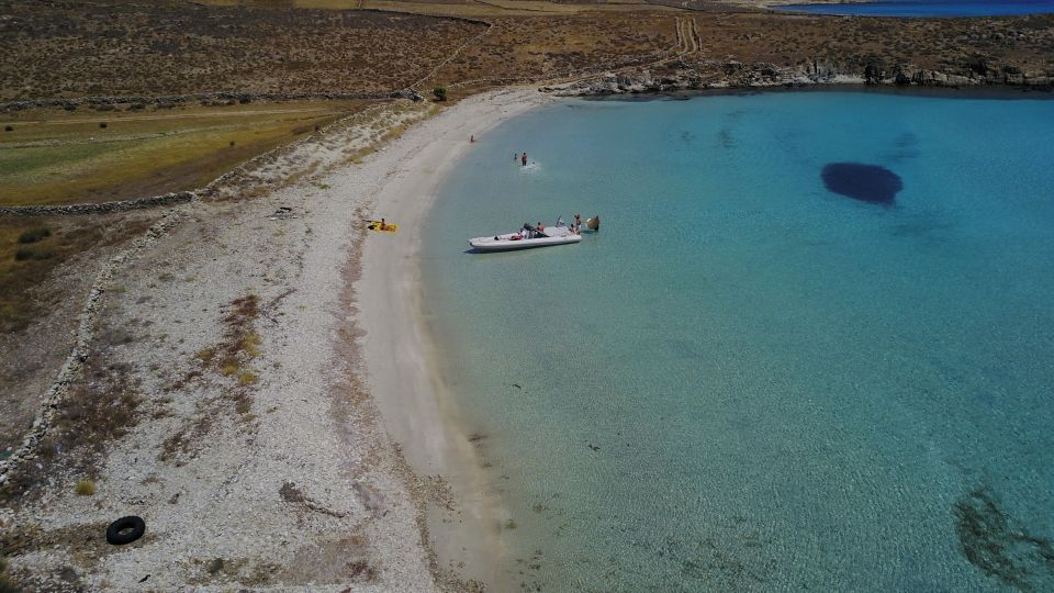 From Ornos: Private Cruise Mykonos to Delos & Rhenia Island - Meeting point in Ornos: Don Blue Yachting