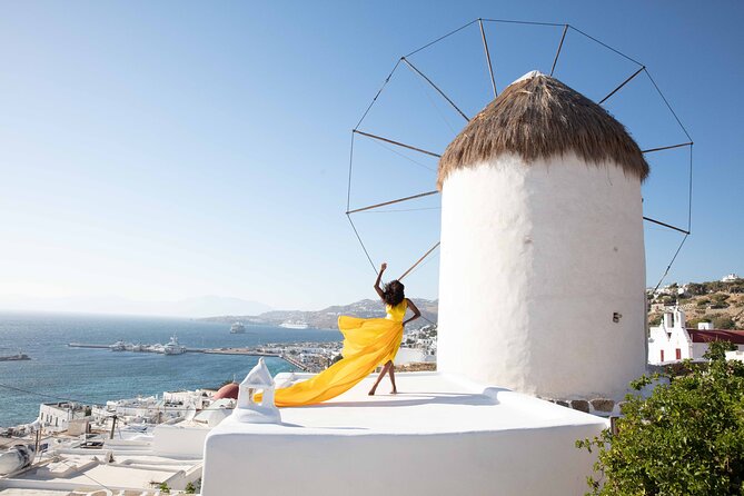 Mykonos Flying Dress High End Professional Photographer - Studio time: choosing the dress and fixing the details