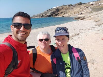Mykonos Hiking Adventure - The morning farm stop: Ano Mera, gear, and a coffee before you move