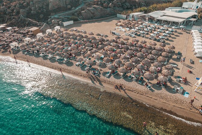 Super Paradise Beach Mykonos Seaside Sunbed (1st row) - Super Paradise Beach and Thalas: The Setting and the Water Reality