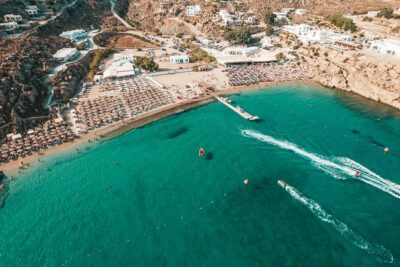 Super Paradise Beach Mykonos Seaside Sunbed (5th, 6th & 7th row) - Stop 1: Thalas Tavern & Beach at Super Paradise